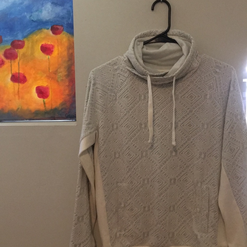 Prana Diamond Knit Cowl Neck Pullover w/Pocket